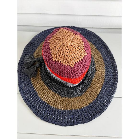 Wommelsdorff Hat Wide Brim Striped  Straw Knit Design Handmade in Germany main image 9